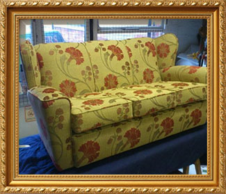 Re-upholstered sofa