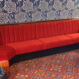 Re-upholstered bar seating
